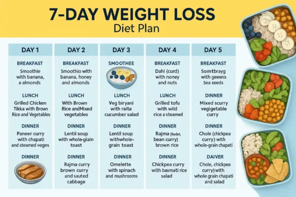 Seven Day Diet Plan-7 दिन का डाइट प्लान: वजन घटाएं और पेट की चर्बी करें कम 7 day weight loss Diet plan by dainik Subah